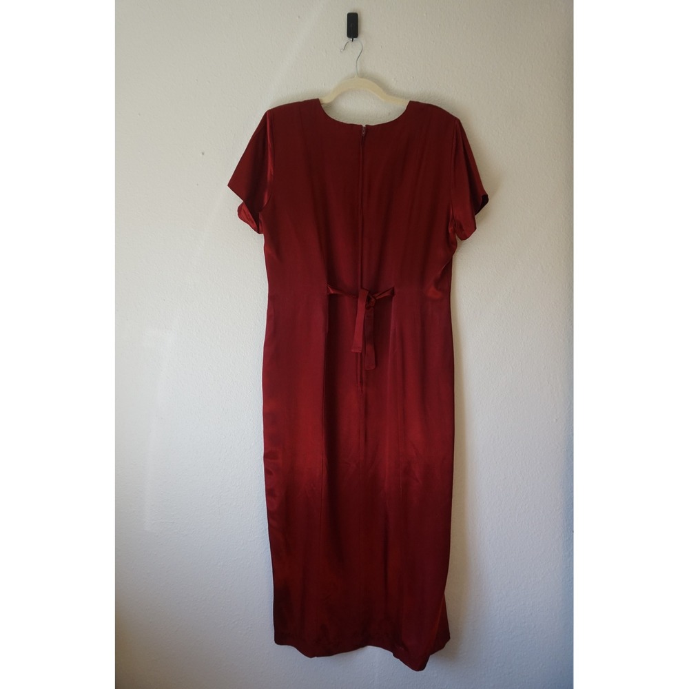 Nina Piccalino Midi Dress Dark Romance Vintage 90s Cocktail burgundy red size 14 - Picture 5 of 6